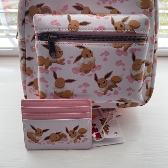 Loungefly Pokemon Eevee Sakura Mini Backpack and Cardholder Set - Picture 2 of 16